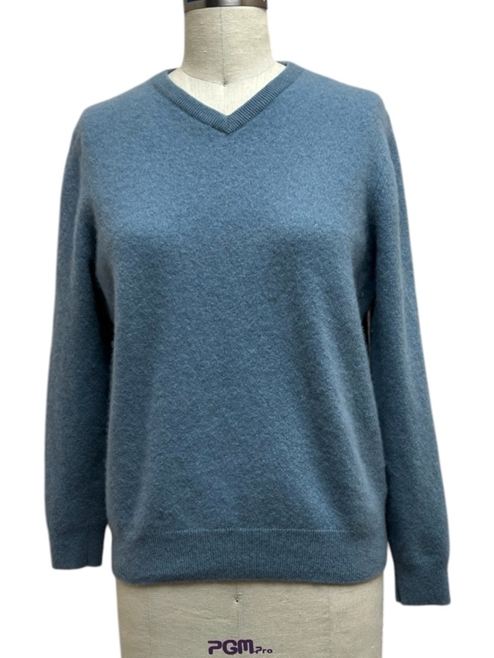 Nordstrom 100% Cashmere V-Neck Sweater Blue Size L - Picture 2 of 7